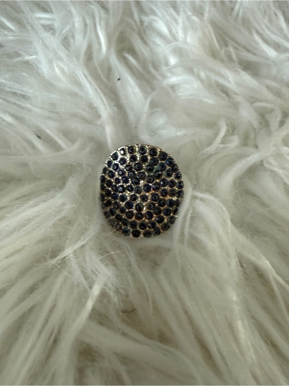 Source Unknown Round Ring with Black Crystals